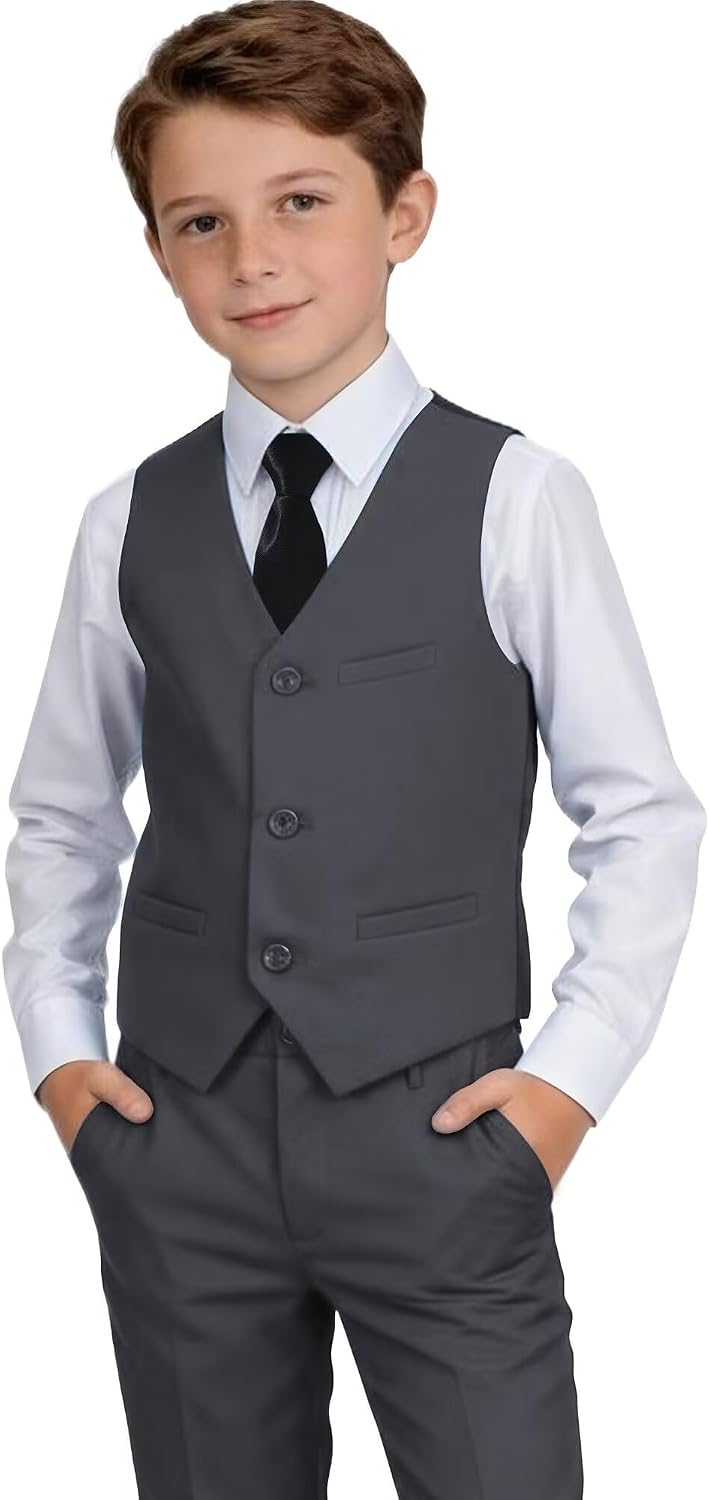 Boys Suit 4-piece Kids Dress Vest Pants Shirt Tie Set Dress Clothes 2-16Y