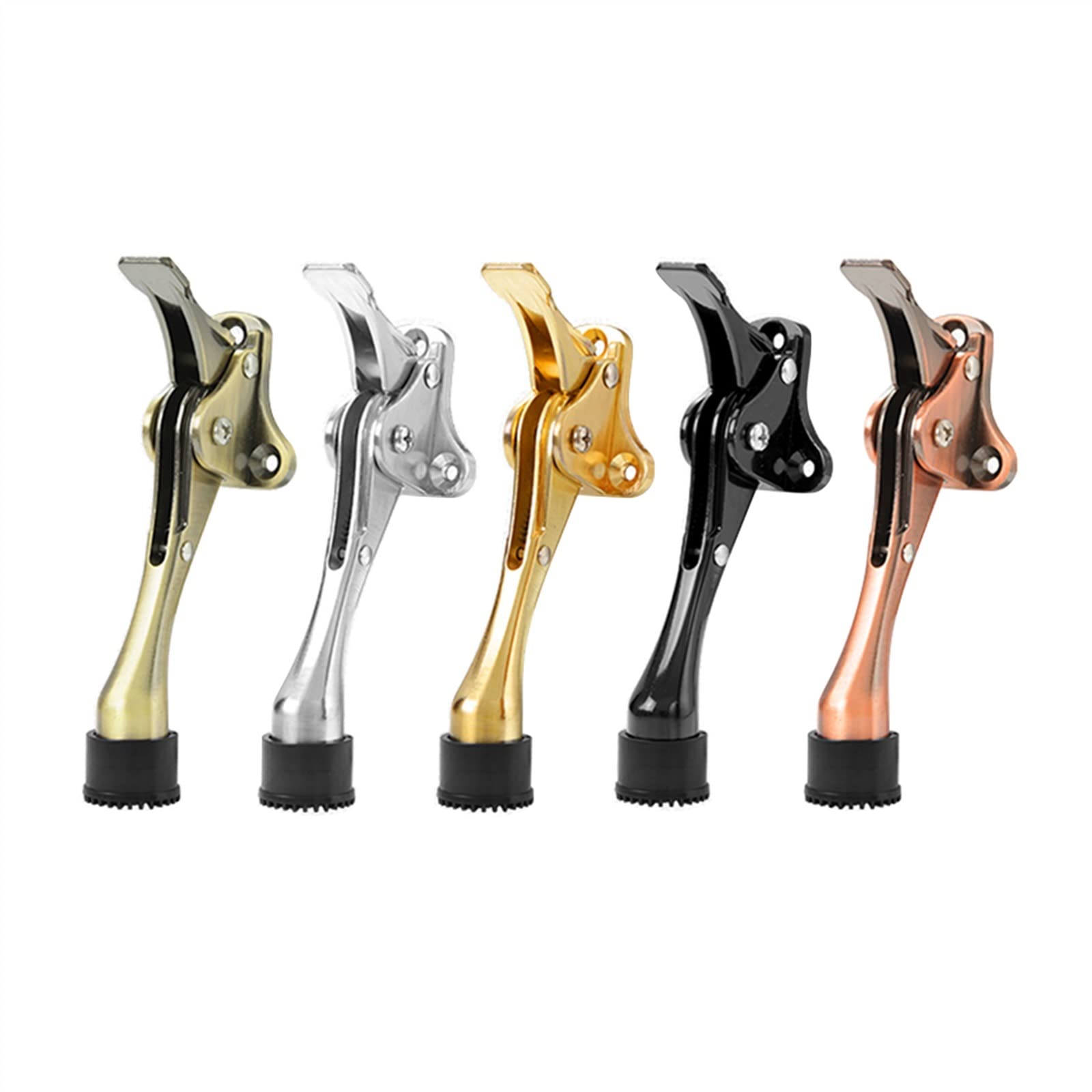 Tope de puerta semiautomático, tope de puerta abatible silencioso y resistente, altura ajustable, almohadilla de goma para pie, tope de puerta con pedal, 1 pieza (color: pequeño - bronce verde, tama