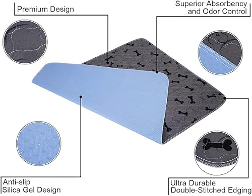 Miniatura 3 de Almohadillas lavables para orina de perro con guantes de aseo gratis, tapetes antideslizantes para perros con gran absorción de orina, almohadillas