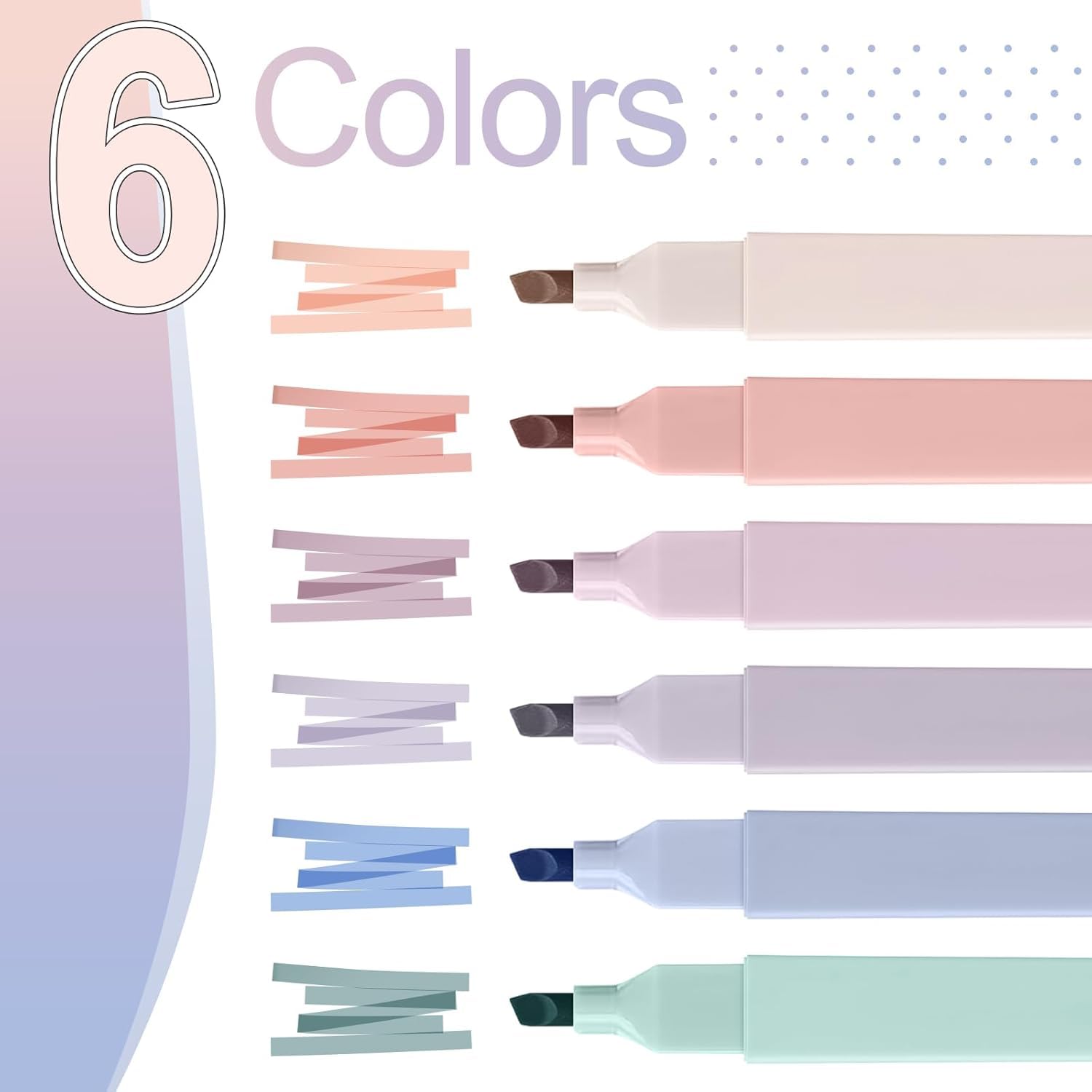 Corslet 【Ästhetisches Schreibwaren-Set】 6 Pastell-Doppelend-Textmarker und 5-Pocket-Erweiterungsmappe mit Etiketten für Schüler, Lehrer & Notizen