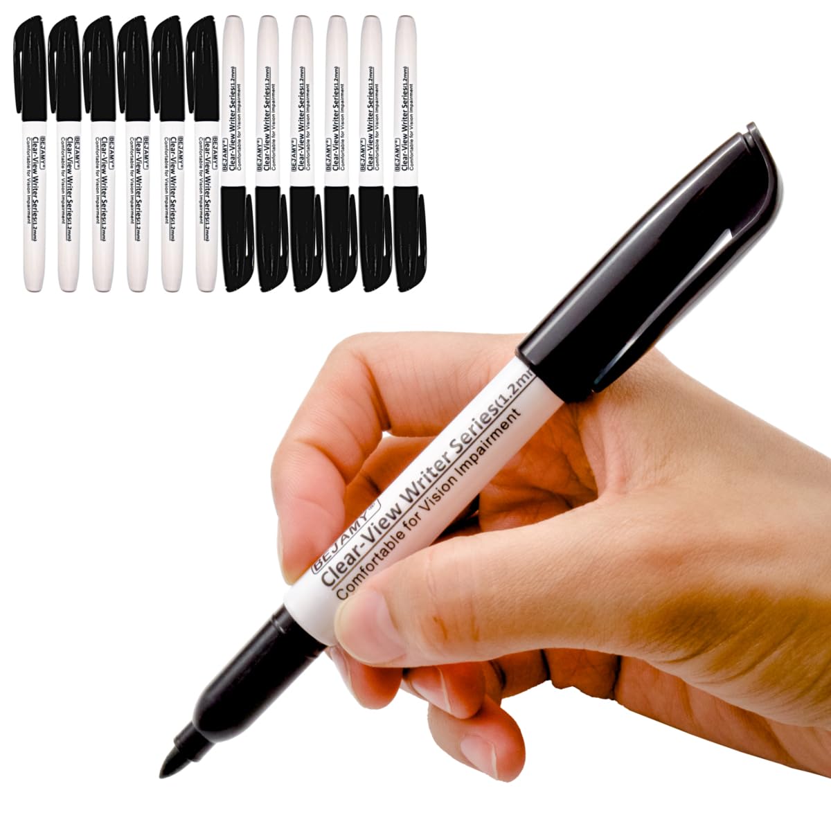 ClearView Writer 1.2, Water-Based Low Vision Pen, Bullet Tip,12-Pack