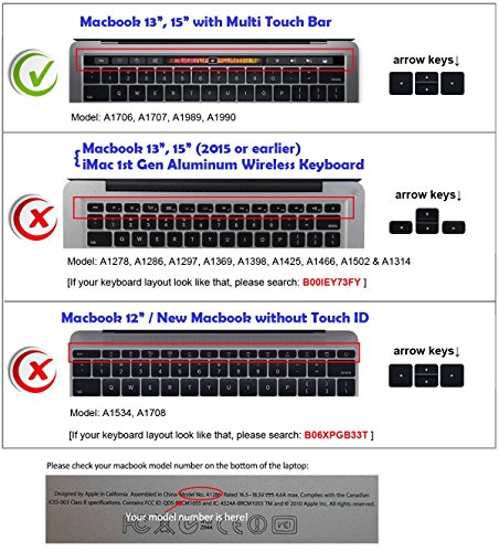Xskn Hebrew Language Silicone Keyboard Skin Cover For 2016 2017 2018 New Macbook Pro 13" (A2159 A1989 A1706) Macbookpro 15" (A1990 A1707) With Multi-Touch Bar And Retina Us Eu Layout (Black) #TOP6