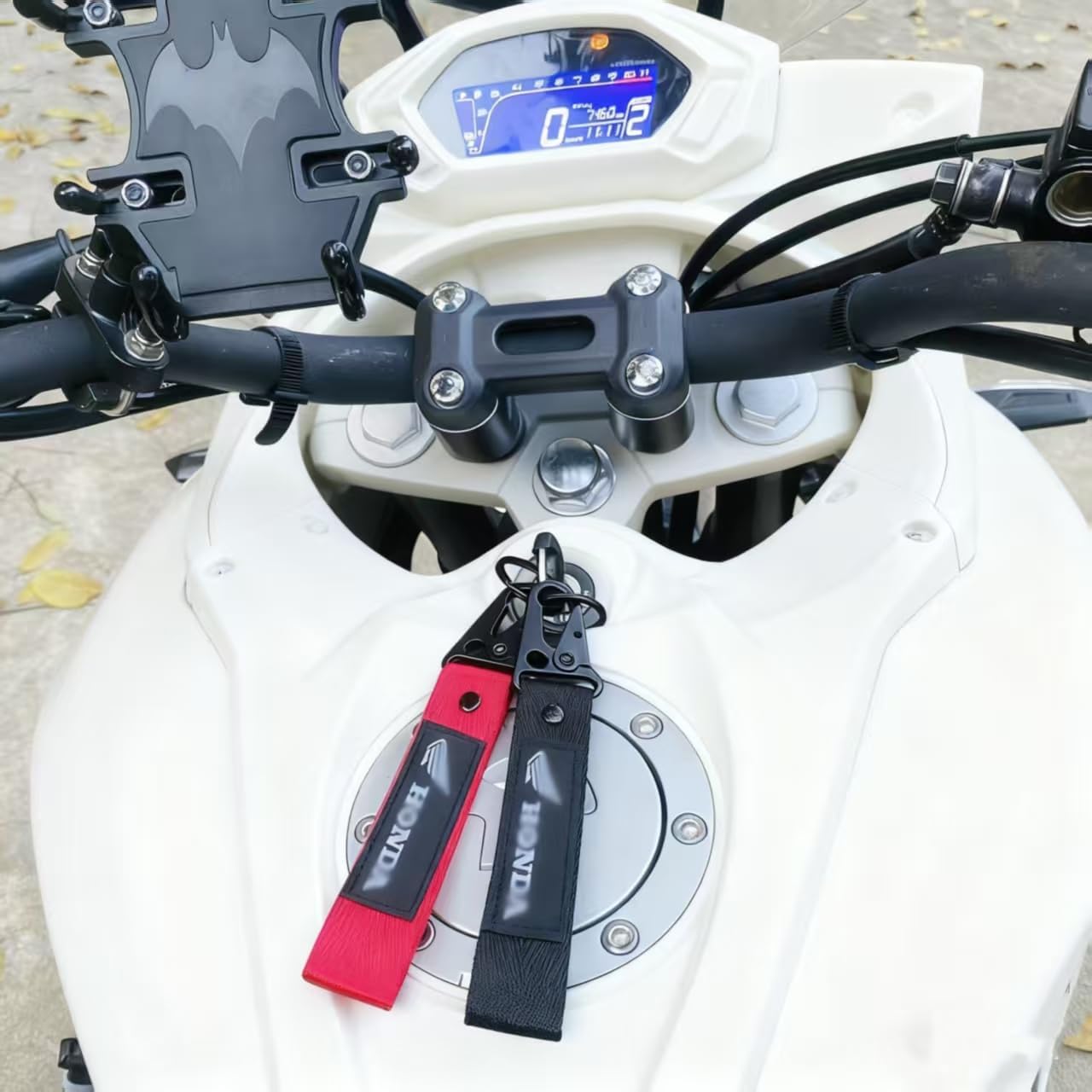 Motorcycle Keychain Lanyard, Heavy Duty Nylon Key Strap with Metal Carabiner, 2 Pack (Red & Black) - Durable Key Holder for Bikers, Commuters & Outdoor Use