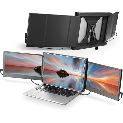 Teamgee 12" Laptop Screen Extender, Dual Display Triple Setup, Portable Monitor for 13"–16" Laptops, USB-C/HDMI/USB-A Plug & Play, Ideal for Remote Work & Multitasking