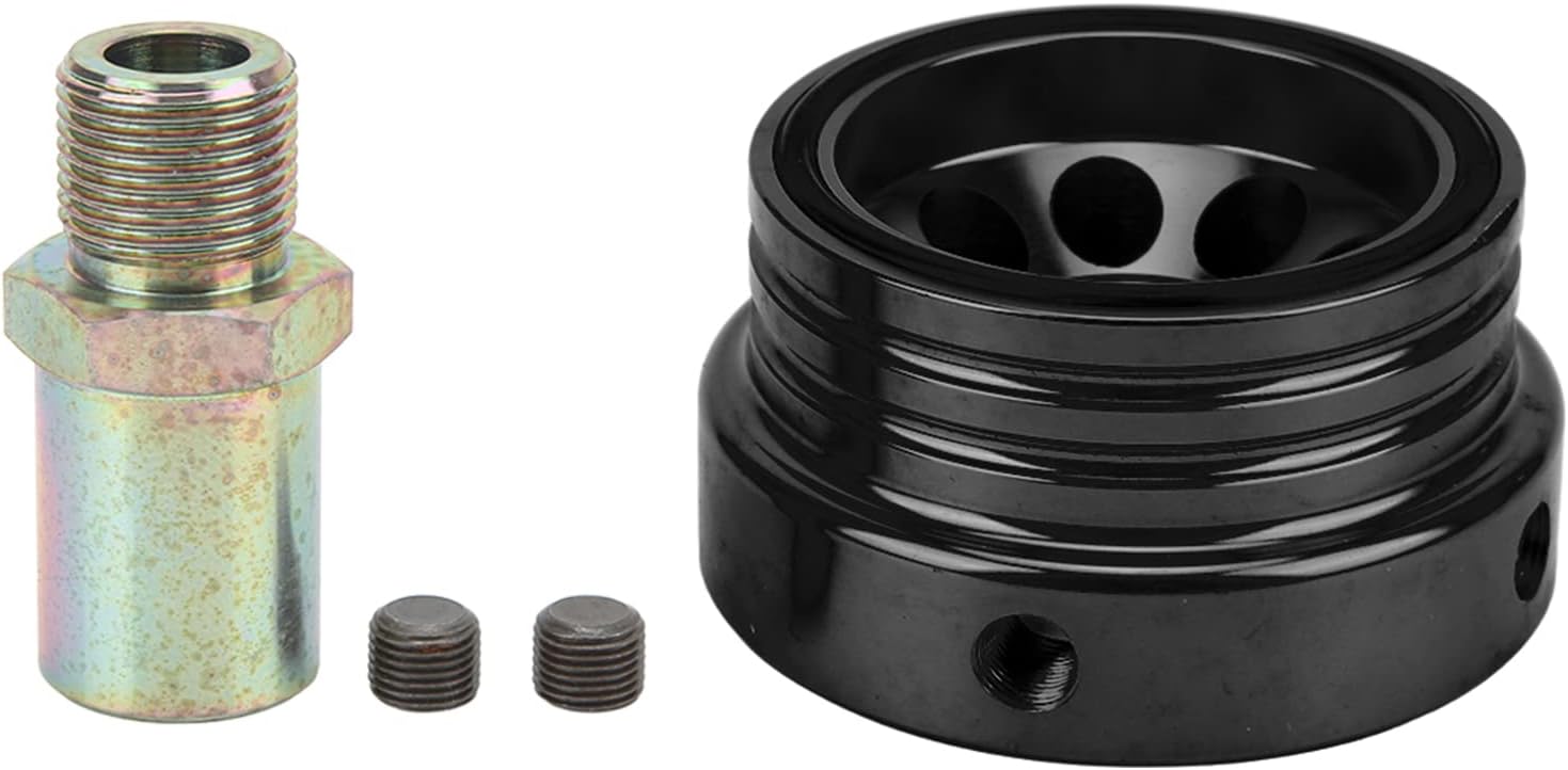 Oil Plate Adapter, Oil Filter Adapter, Oil Filter Plate Thread Adapter, Universal Oil Filter Plate Aluminum Adapter, Compatible with FR-S, BRZ, GT86, and More (Black)