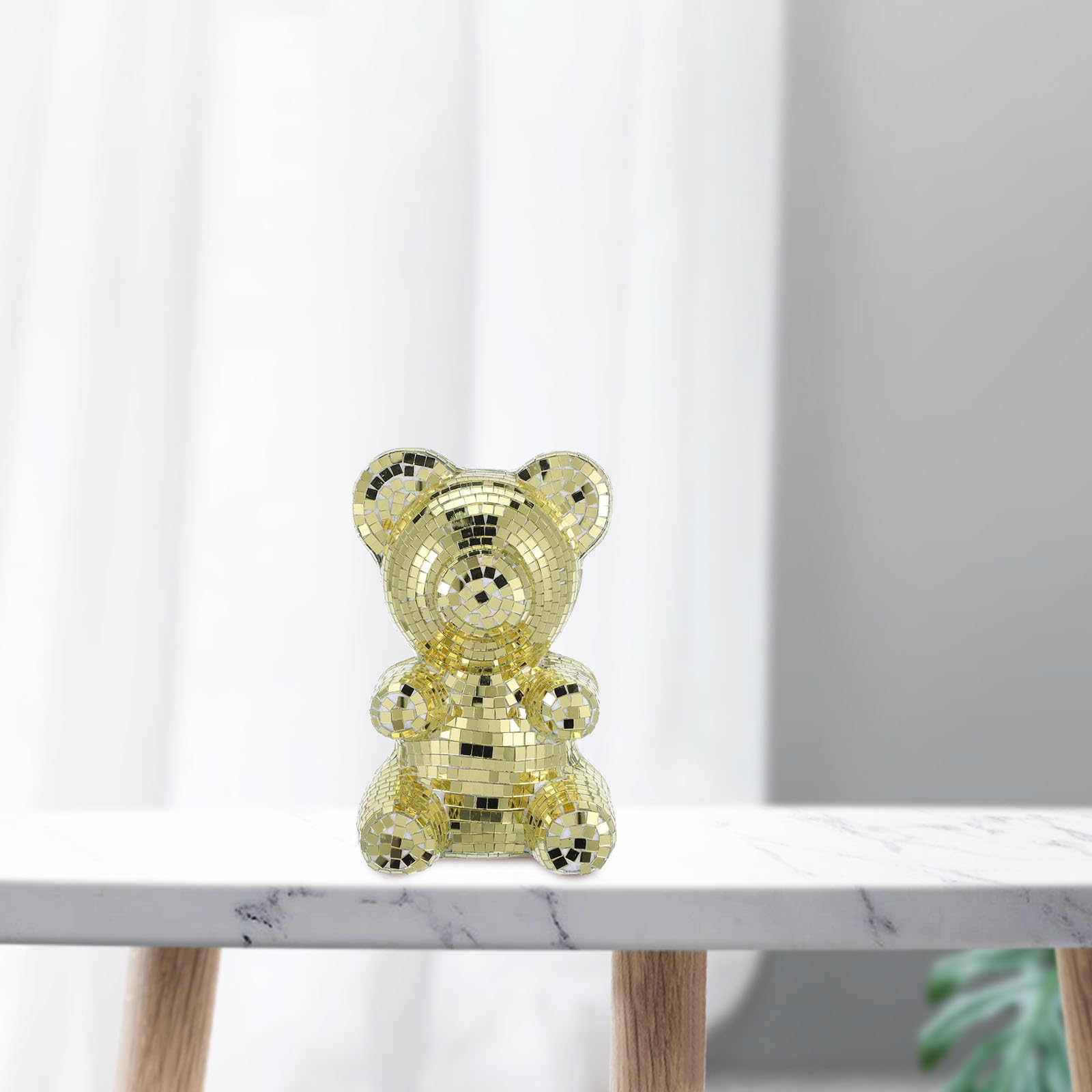 Toddmomy Disco Bär Dekoration Gold, 1 Stück mit Spiegeloberfläche