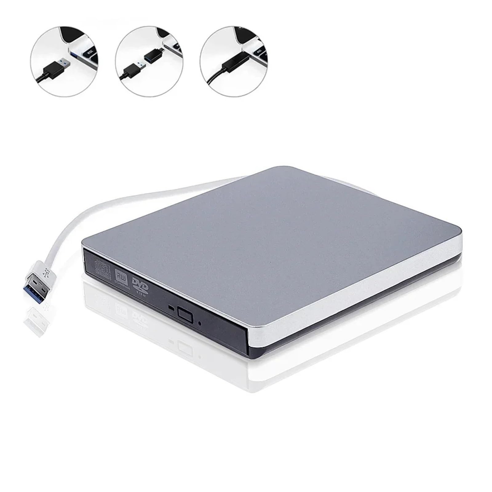 Lettore Dvd Masterizzatore Dvd for Laptop for Ufficio Domestico. Bruciatore for unità Dvd RW Esterna Sottile. Lettore di Schede USB 3.0. unità Ottica(Black)