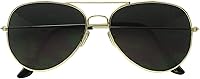 Rhode Island Novelty Dark Aviator Sunglasses - Gold Frame Black Lenses UV Protection, Classic Style One Pair