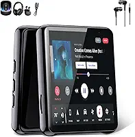 MP3 Player Bluetooth 5.0 MP3 MP4 Player Music com 2.4 Polegadas Tela Táctil, Alto-falante Embutido, Rádio FM Som sem Perdas, Gravação de Voz e Reprodução de Vídeo