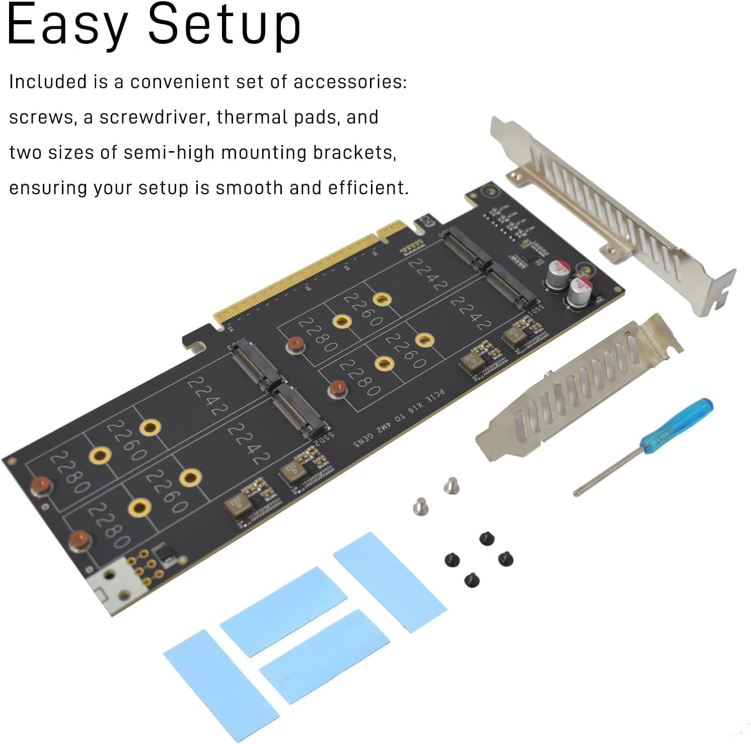 5.0 PCIe M2 Adapter x16 für 4 M.2 NVMe SSDs mit RAID-Unterstützung
