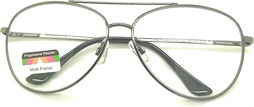 Multi 3 Power Focus gafas de lectura progresiva aviador sin línea claro lente piloto estilo