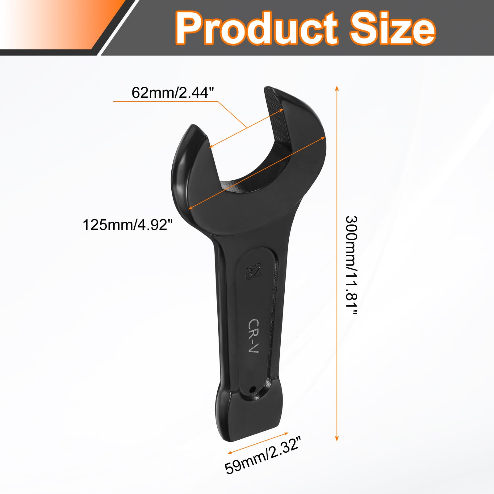 QUARKZMAN Llave De Golpe De Extremo Abierto 62mm Métrica CR-V Acero Llave Fija De Un Extremo Pintura Horneada Cabeza En Forma De U Herramienta Manual Para Reparación Mecánica Automotriz