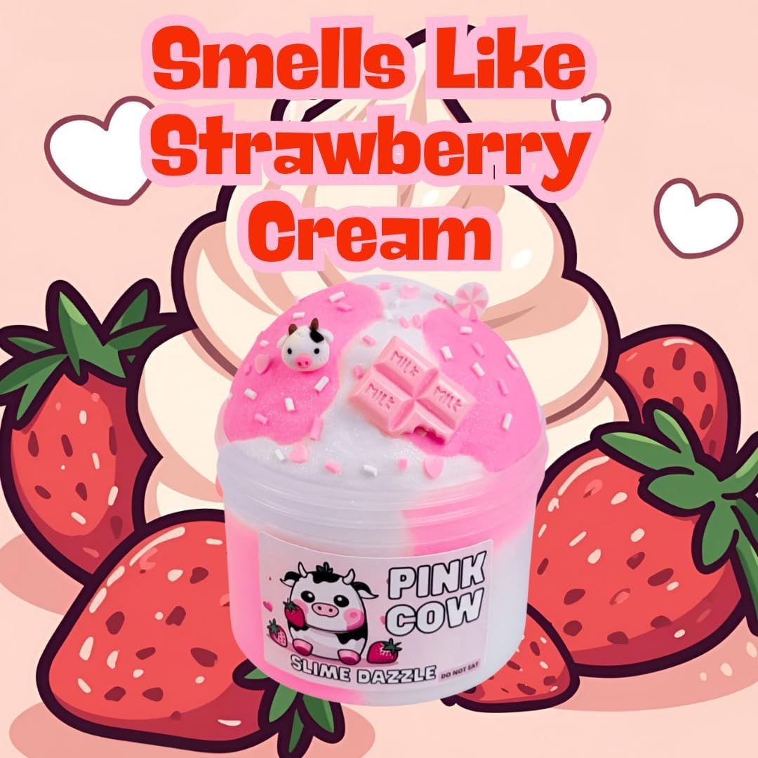 Slime Pink Cow Strawberry Cloud Slime Made in USA
