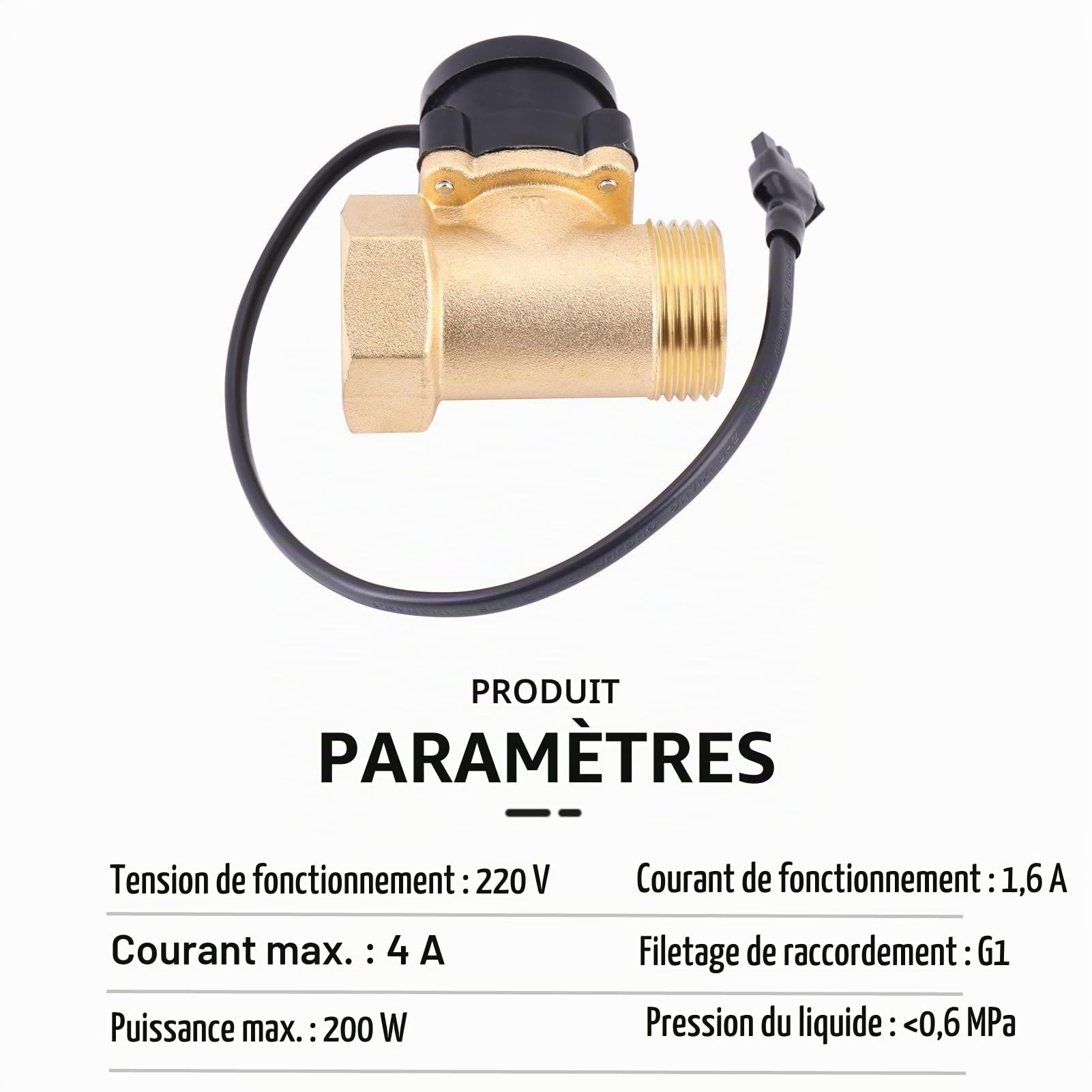 Commutateur de Débit d'eau, HT-800 G1 Filetage 220V Capteur de Débit de Pompe à Eau Commutateur de Commande Automatique, avec des Performances Stables, Résistant Aux Hautes Températures