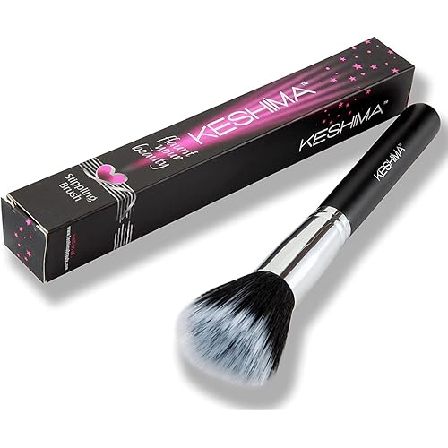 Keshima Duo-Fiber Stippling Brush - Premium Stipple Brush for Powder and Liquid Makeup Foundation
