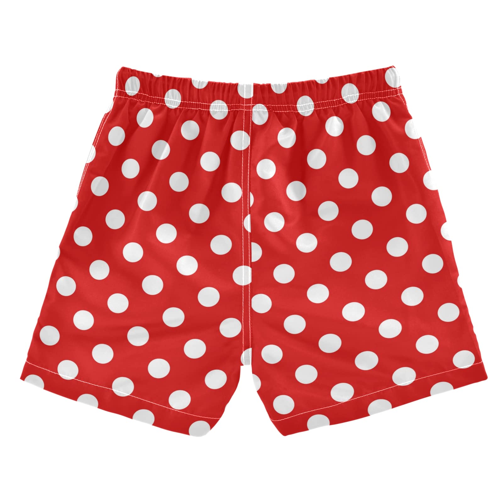 Polka Dot Red Boys Swim Trunks Toddler Boy Swimsuit Quick Dry Boys Bathing Suits for Boys Adjustable Waist Beach Shorts for Kids 2T-16
