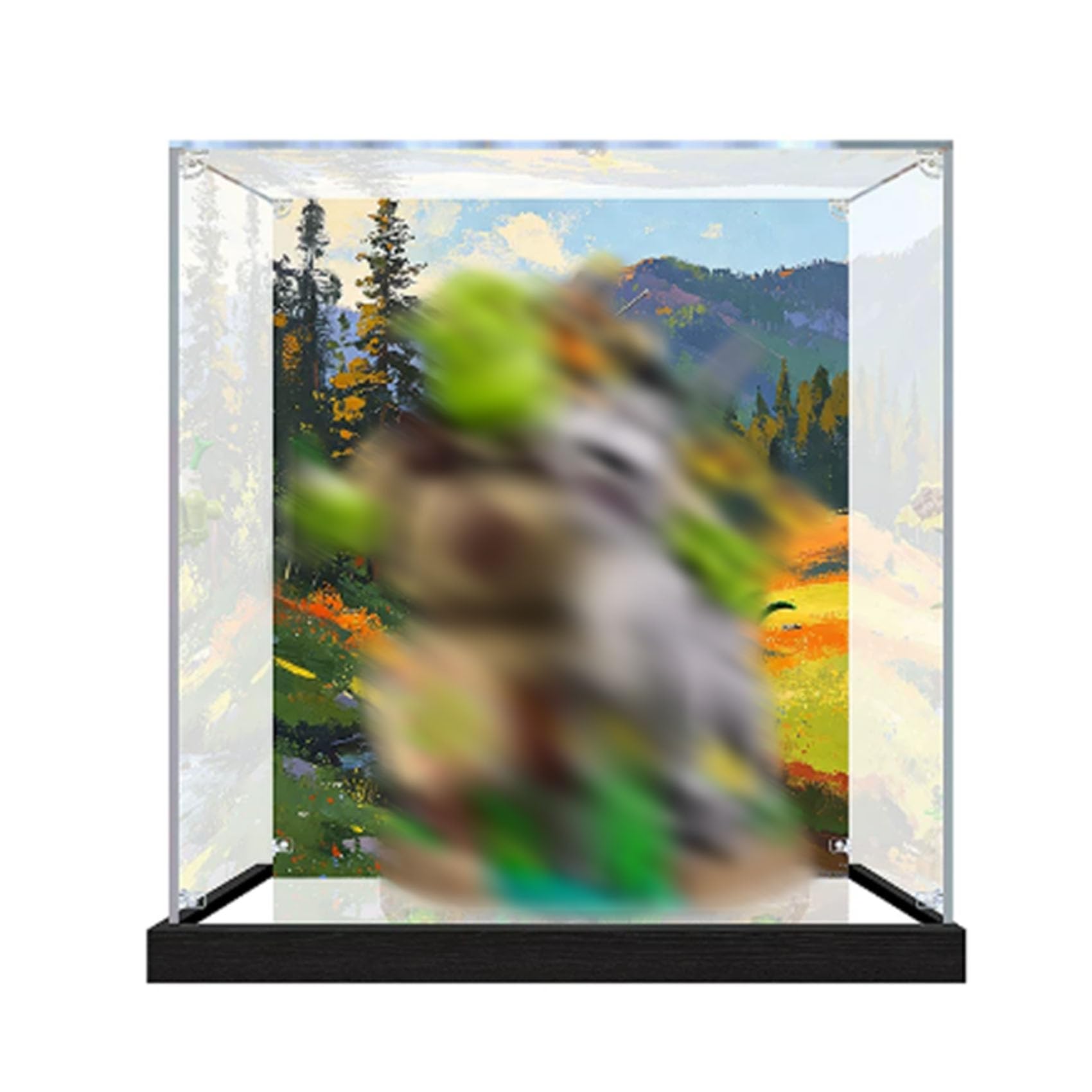 Acrylic Display Case for Le-go 72423 Three Good Friends Model, Dustproof Display Box (display box only) (StyleC Background 3mm)
