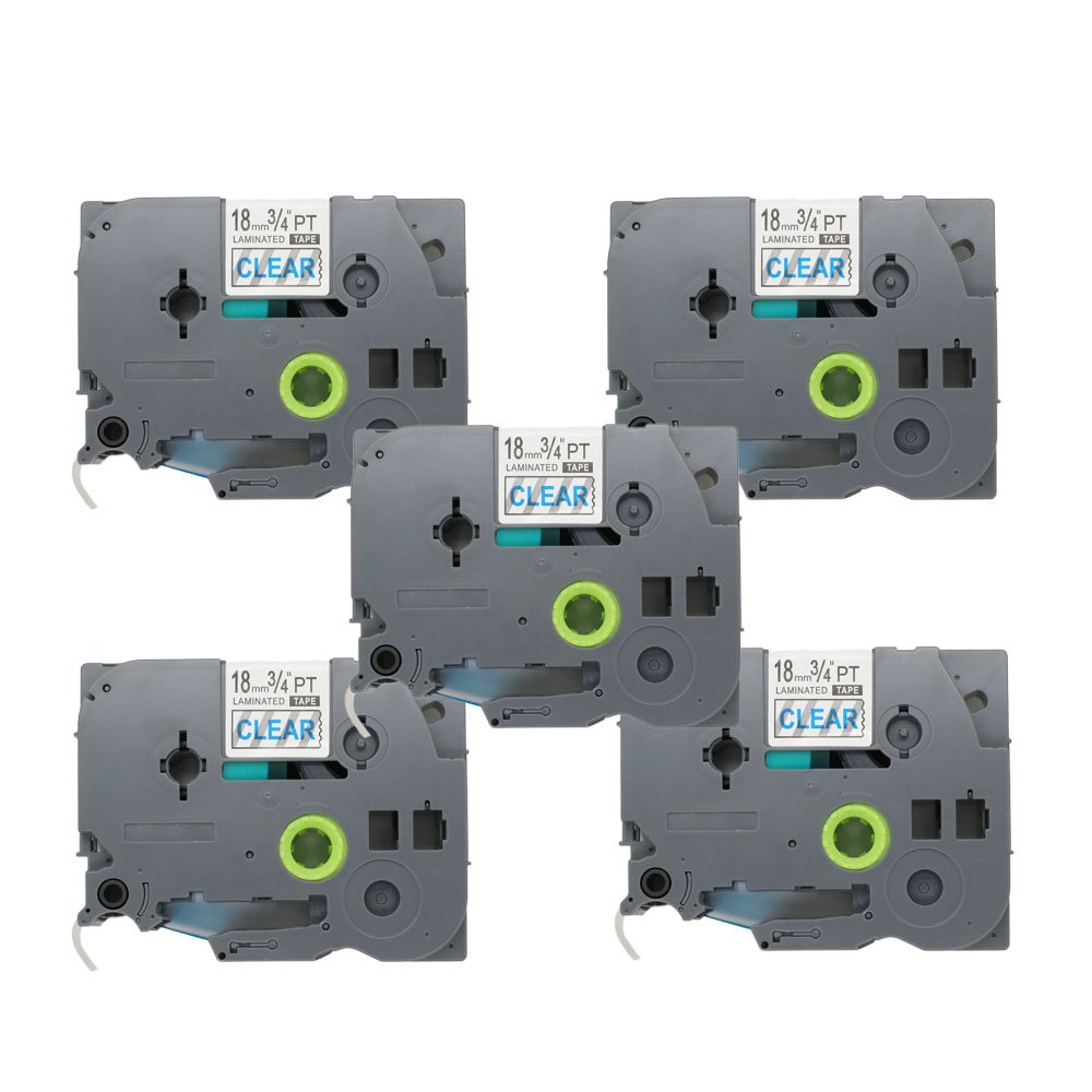 BROVACS 5 Pack Blue on Clear Label Tape Compatible for Brother P-Touch TZ 143 TZe 143 18mm 3/4" OPA1114Cx5