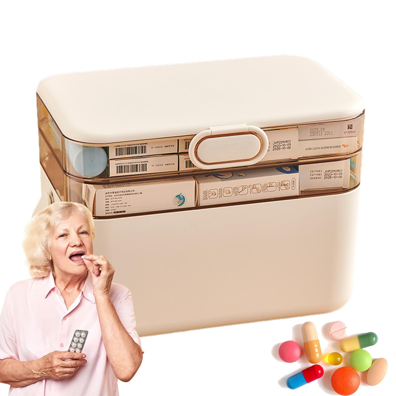 Pastillero de Gran Capacidad Organizador Semanal Extraíble para Pastillas | Capas Para El Almacenamiento Diario De Pastillas, Pastillero Familiar Para Toda La Familia