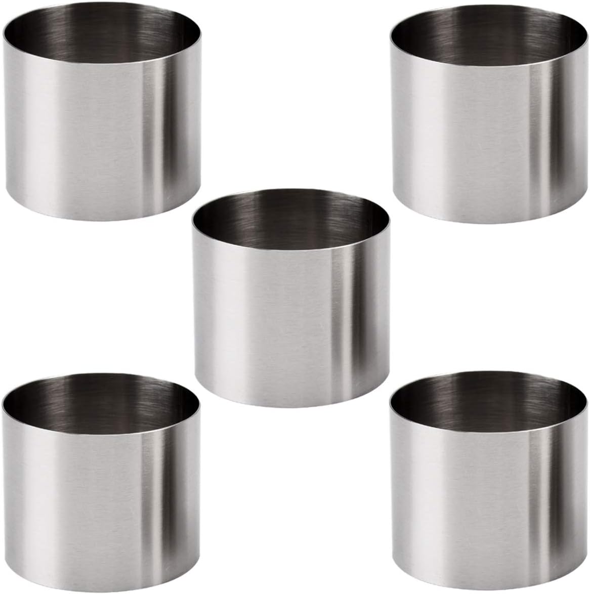 5Pcs Round Cake Rings Mold, 2-Inch Mini Cake & Pastry Ring, Stainless Steel Mousse Dessert Rings Set Cake Cookie Biscuit Cutter Muffin Baking Molds