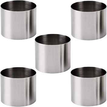 5Pcs Round Cake Rings Mold, 2-Inch Mini Cake & Pastry Ring, Stainless Steel Mousse Dessert Rings Set Cake Cookie Biscuit Cutter Muffin Baking Molds