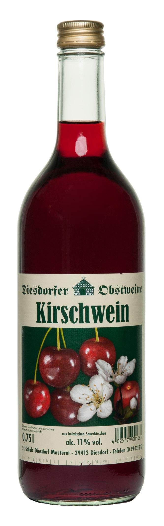 12 x Diesdorfer Kirschwein, 11% vol, 0,75 L Glasflaschen (12 x 0,75 l)
