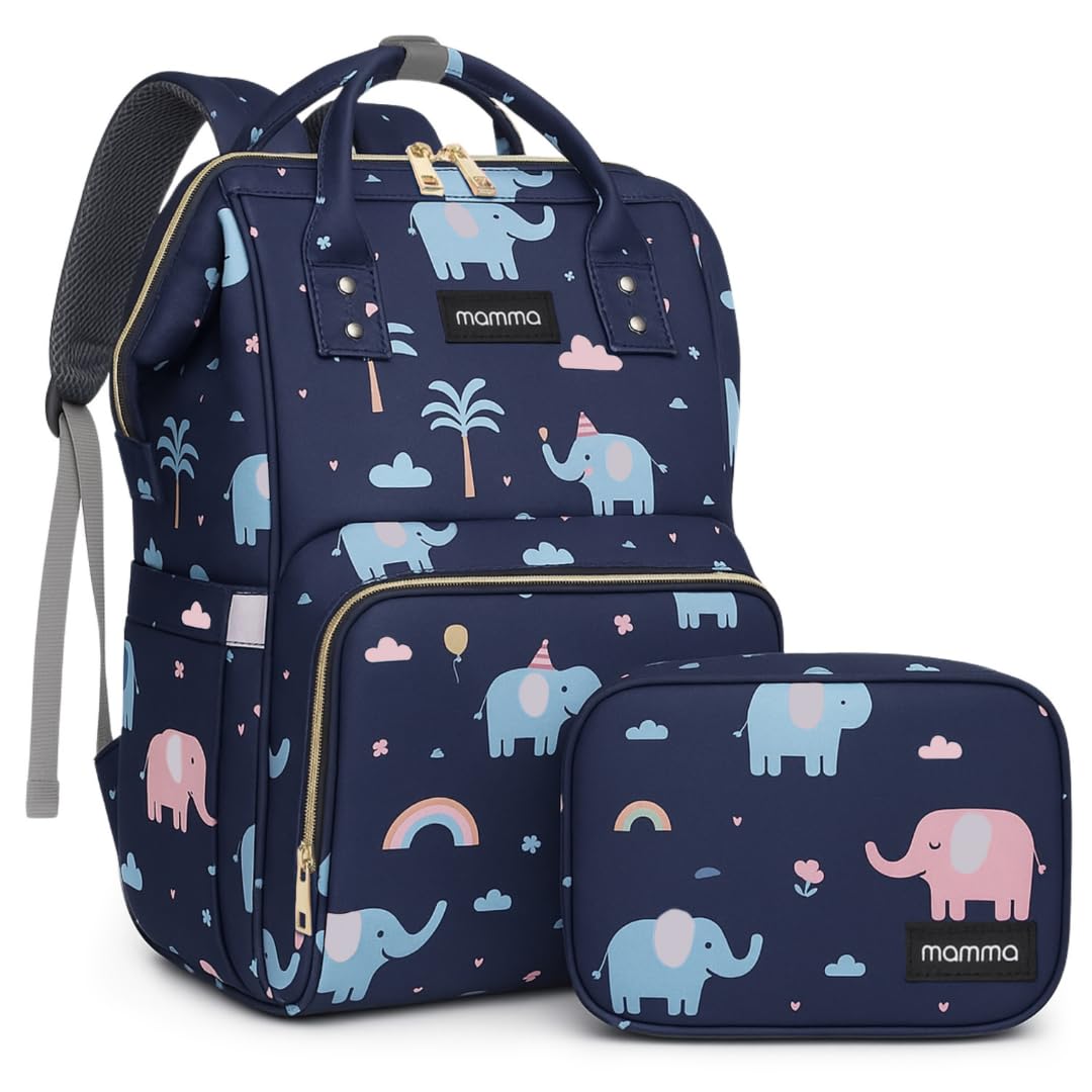 MAMMA Baby Diaper Bag for Mothers Traveling | Backpack for Moms to Travel with Newborns | Includes Small Diaper Handbag for Day Outings