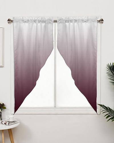 Miniatura 9 de Cenefas con festón para ventanas, cortinas de ventana de cocina gris lavanda con bolsillo para cortinero, cortinas para ventana sobre el fregadero,