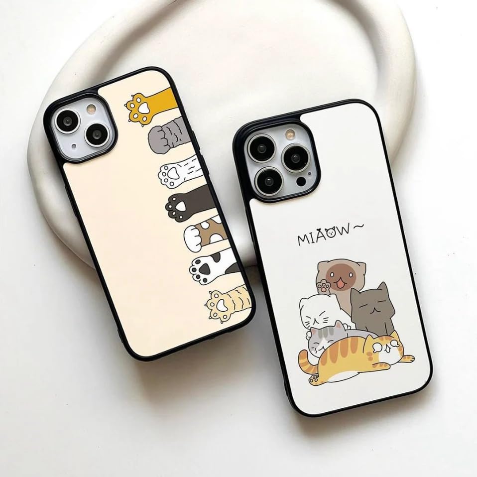 Image of PEEPERLY Back Cover Case for iPhone 13 Pro Max Scratch Resistant Anti-Slip TPU Shockproof Protective Durable Meow Tastic Cat Illustration Case for Girls & Women(Pattern2)