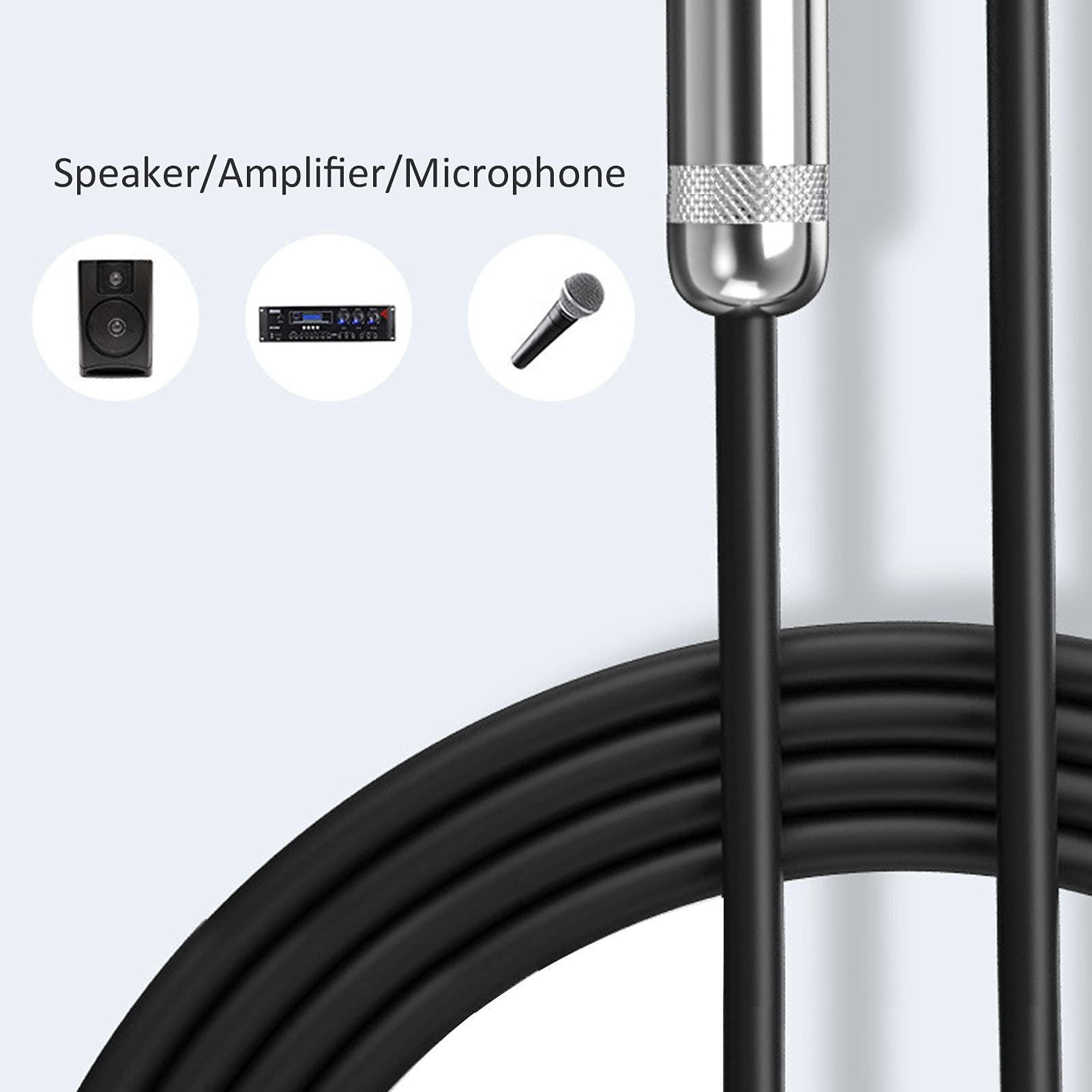 Gitarrenkabel, rechtwinklig auf gerade, 6,35 mm Audiokabel, professionelles Bühnengitarren-Verstärkerkabel mit vergoldeten Steckern für E-Gitarre, Bass und Verstärker (6 m)