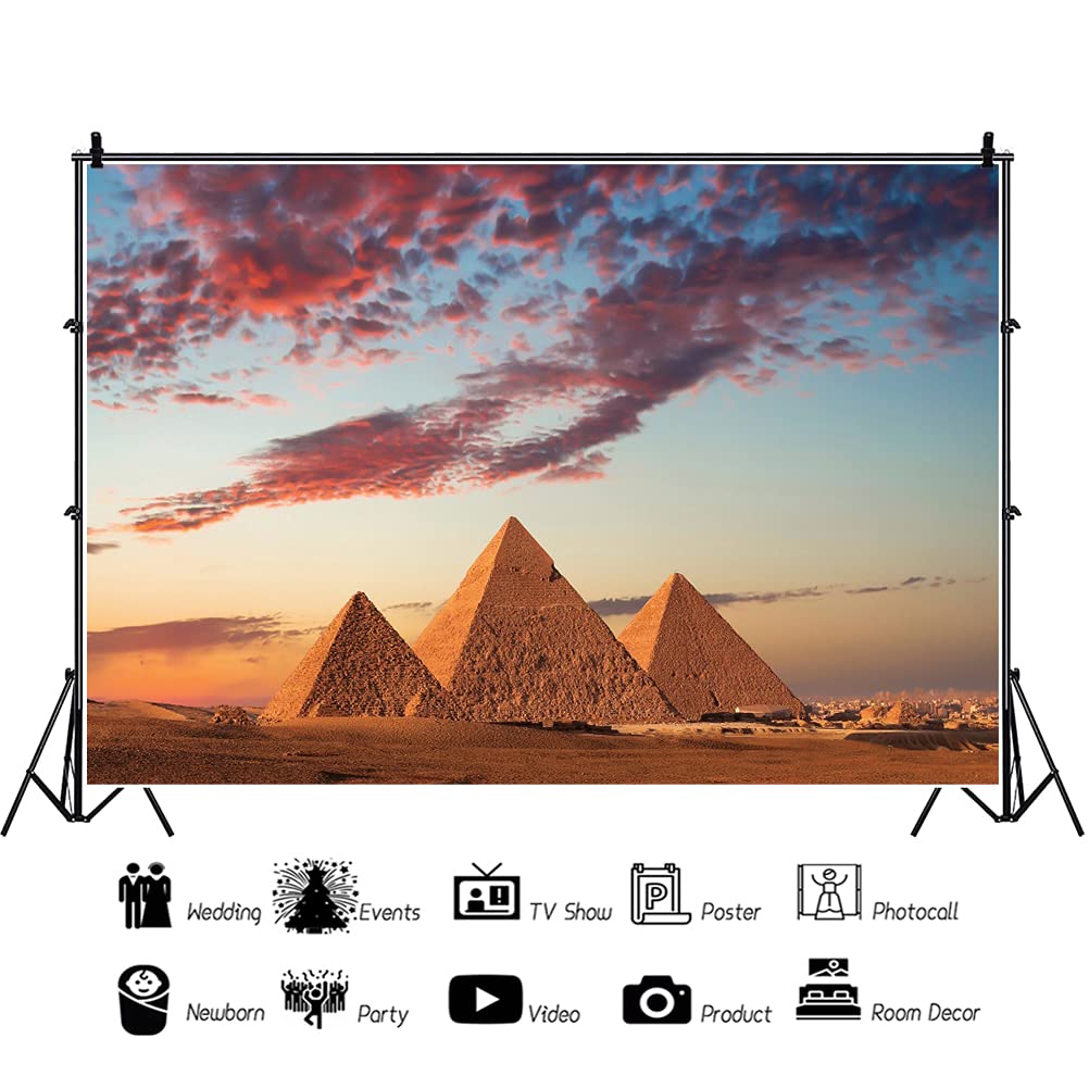 Loccor Fabric 10x6.5ft Pyramid Desert Backdrop Egyptian Pyramid In Sand Desert Photography Background Egypt Themed Birthday Pyramid Decorations Banner Adults Portrait Photo Studio Props Wallpaper