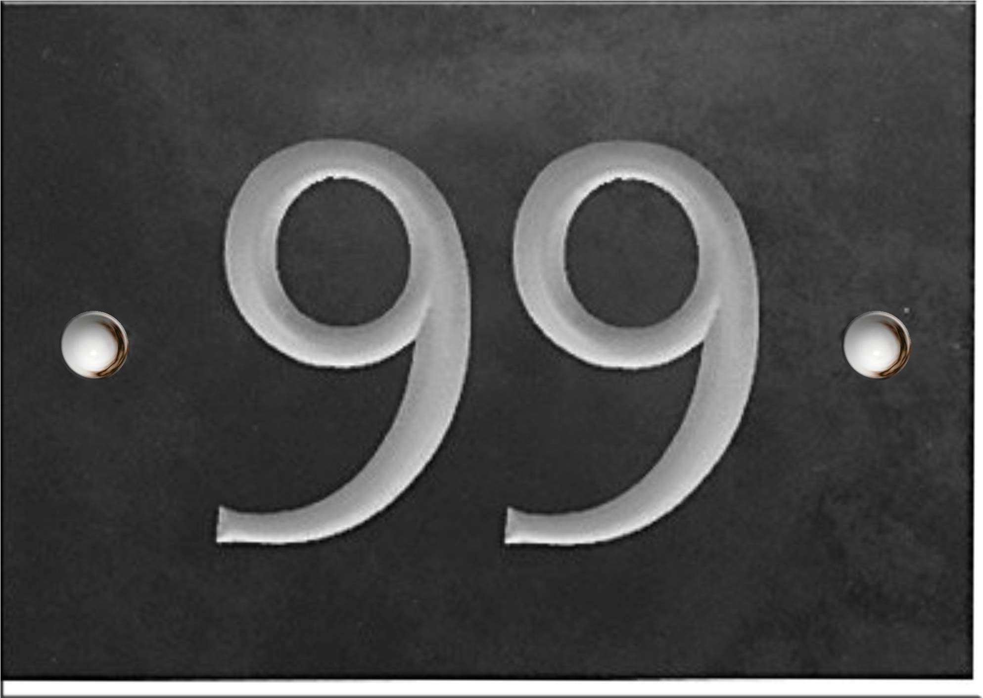 Engraved Slate House Number – Deep V-Cut, Natural Stone, Black Slate, Premium House Sign, Hand Engraved - Number 99