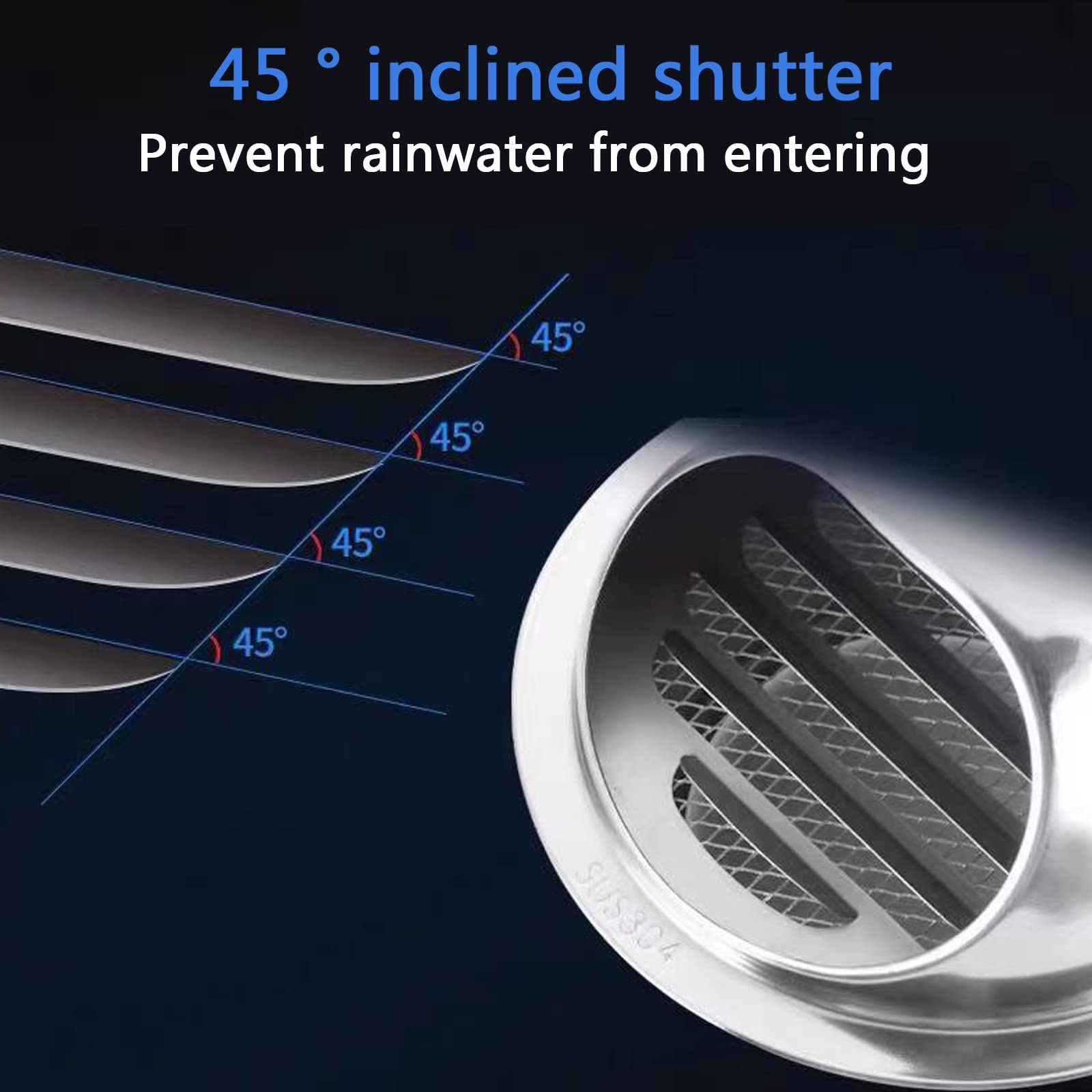 Respiraderos Tapa ​Cocina, Redonda Rejilla De Ventilación De Acero Inoxidable Con Malla De Pantalla, Protección Contra El Viento Y La Lluvia Tapa De Ventilación, Para Baño Oficina ( Size : 250mm/9.8in