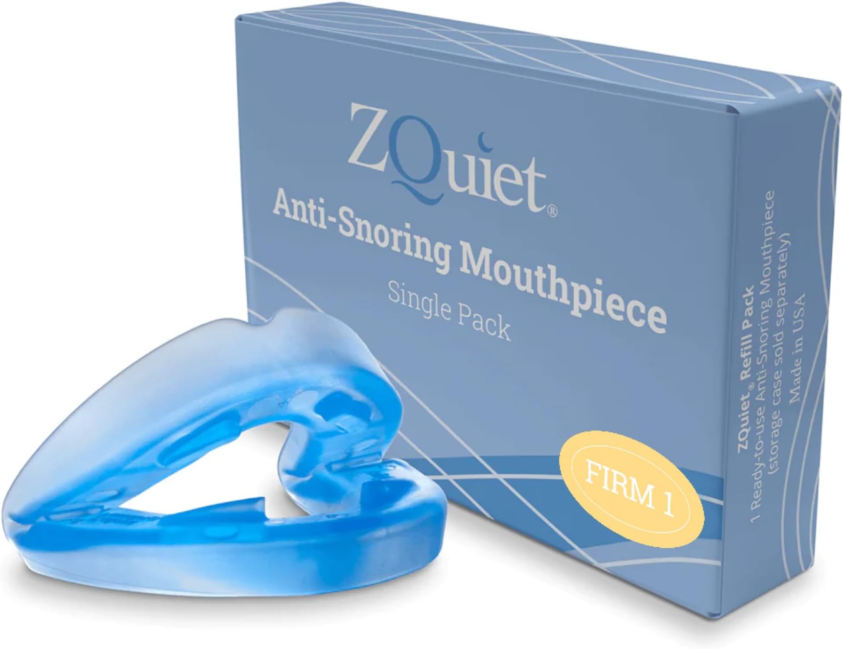 ZQuiet, Anti-Snoring Mouthpiece, Firm Size #1, Strong & Durable Mouthguard, Ideal for Those Prone to Teeth Grinding & Clenching, Made in USA, Size 1