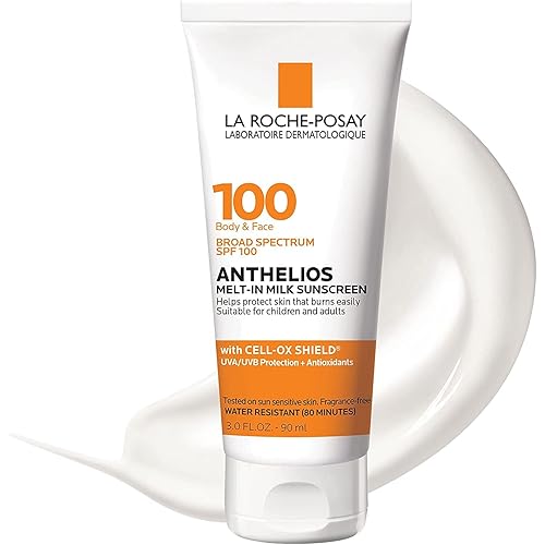 La Roche-Posay Anthelios Melt-In Milk Sunscreen SPF 100 | Sunscreen For Body & Face | Broad Spectrum SPF + Antioxidants | Oil Free Sunscreen Lotion | For Sun Sensitive Skin | Oxybenzone Free