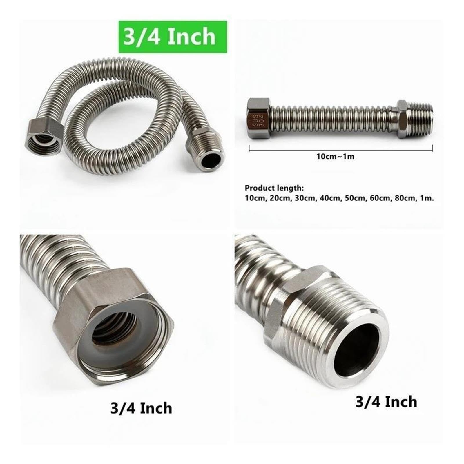 Tubo Metallico Ondulato Giardino Collegamento Rubinetto Acqua Calda Fredda