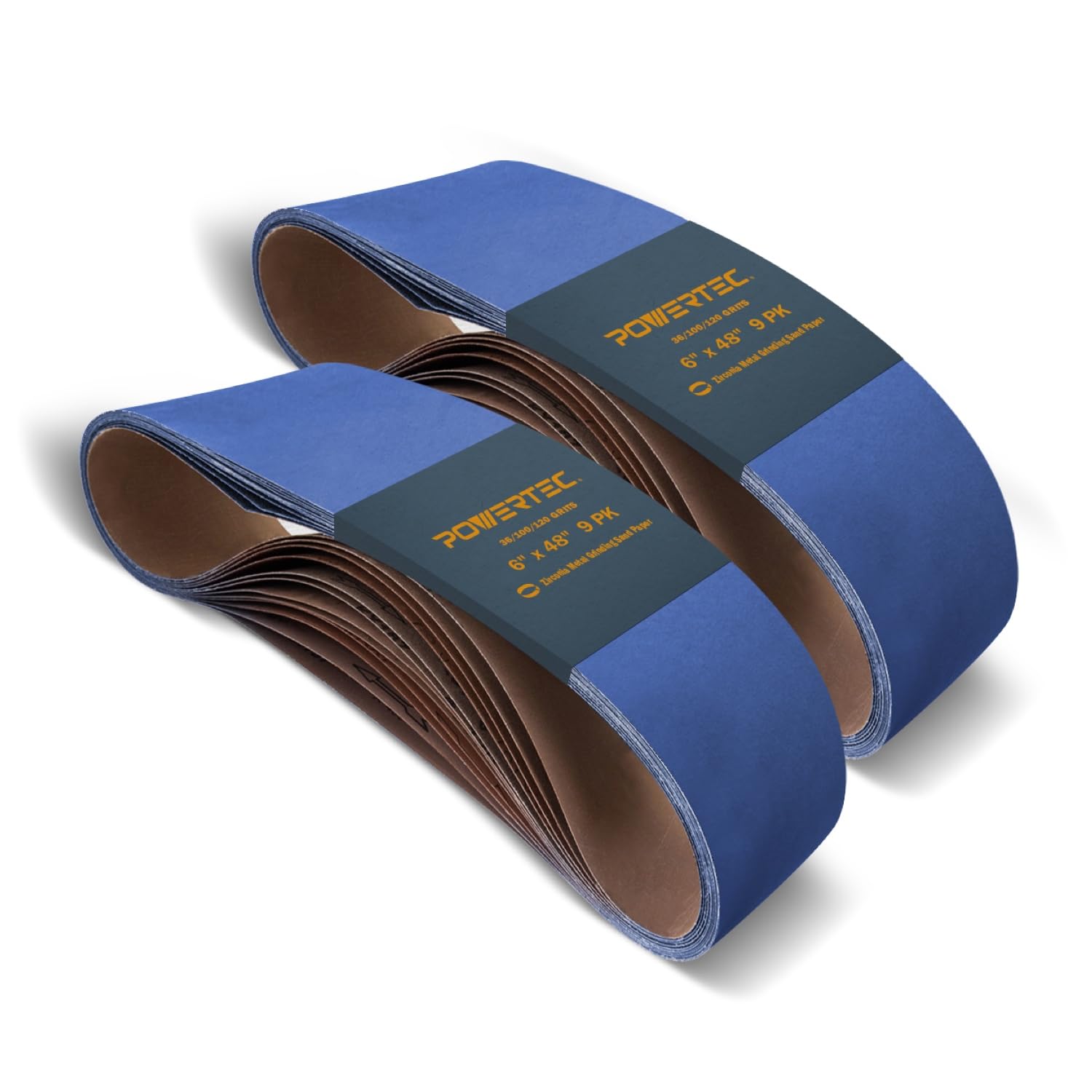 POWERTEC 6 nastri abrasivi in zirconio da 122 cm, 6 per ciascuna grana 36/100/120, 18 pezzi, assortimento di nastri abrasivi per levigatrice da banco, levigatrice a nastro e a disco, lavorazione del
