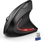 TECKNET Ergonomic Mouse, Wireless Bluetooth Vertical Mouse, 4800 DPI High Optical Tracking, 2.4GHz with USB A Receiver, 6 Adjustable DPI Levels, Silent Computer Mouse for Laptop PC Windows, Black