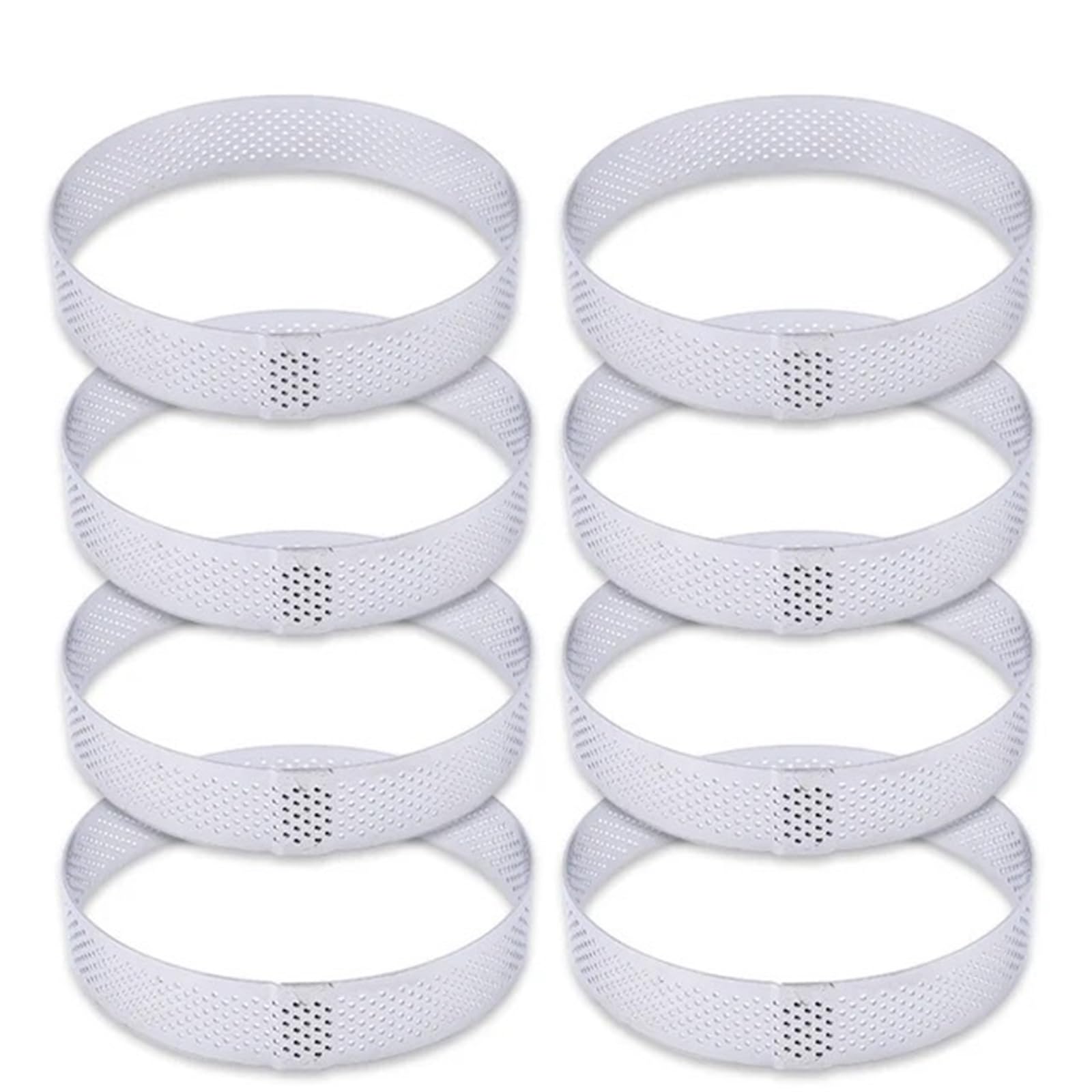 Anillos Para Tartas Anillo redondo perforado for tarta, molde for Tartas de fruta de acero inoxidable for hornear postres, moldes for pasteles y Mousse, herramientas de cocina Para Postre，Tartas(8PCS