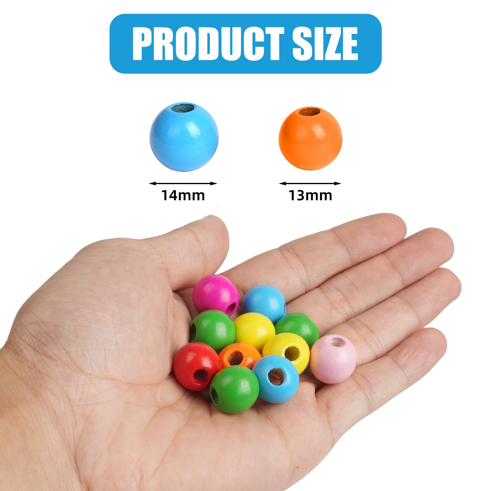I LOVE MOM 500 stuks ronde houten kralen, kleurrijk, 8 mm, houten kralen met gat, voor kinderen, voor doe-het-zelf sieraden, armbanden, halskettingen