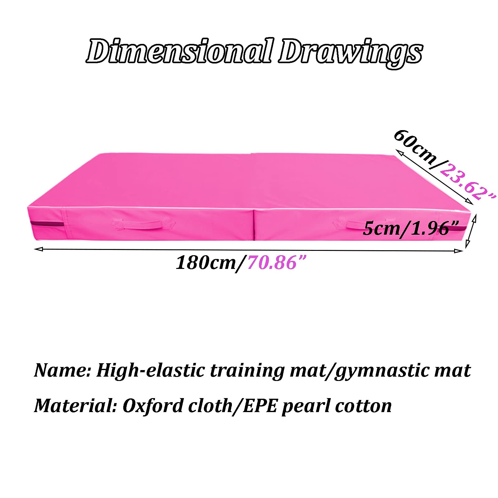 Turnmatte Weichbodenmatte Oxford-Tuch-Falten-Gymnastik-Matte, wasserdicht und leicht zu tragen Trainingsmatte Fitness-Matte, Home Gymnastanz Studio-Crash-Pad (Color : Pink)