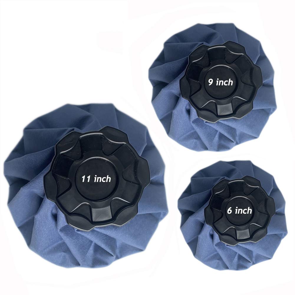 Ousyaah Set of 3 Care Ice Bag for Injuries, Swelling, Headache, Pain Relief, First Aid - Cold Pack Screw Top Lid,Hot & Cold Reusable, Refillable, Flexible & Waterproof (6, 9 and 11 inch)