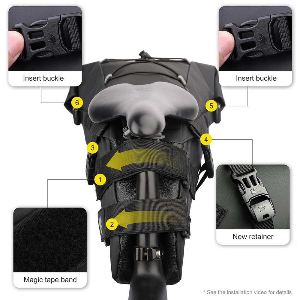 UBORSE Sacoche de Selle Vélo Grande Capacité Sac Arrière Imperméable pour Siège de Vélo de Route VTT Noir (13L)