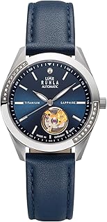 Armbanduhr, Damen, Automatik, Lederarmband, Titangehäuse, wasserdicht bis 5 bar, Farbe:Blau
