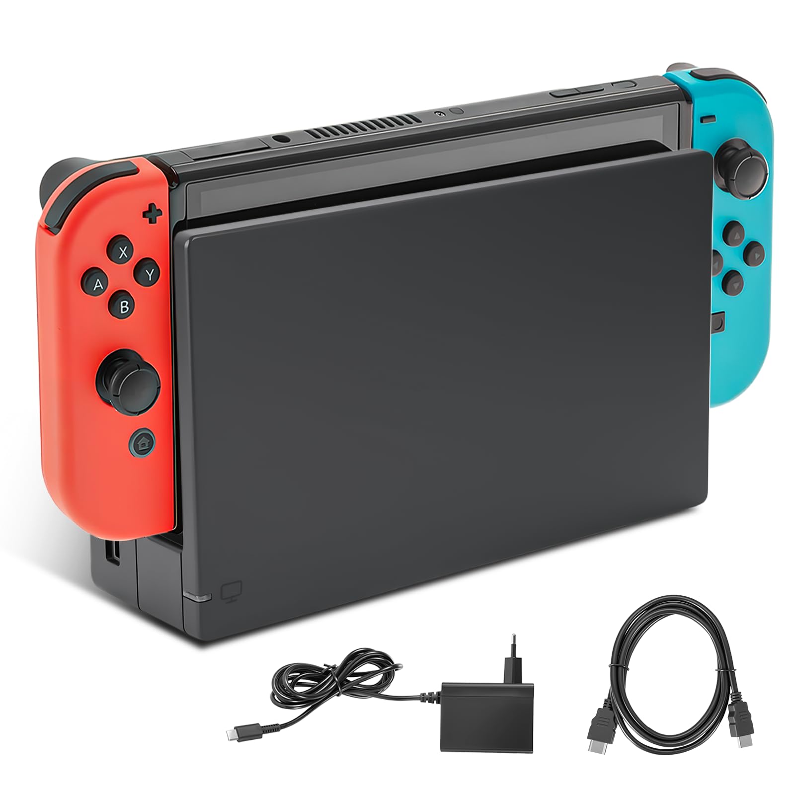 Docking Station für Nintendo Switch & OLED - 3-in-1 TV Dock Komplettset mit HDMI-Ausgang, Netzteil & Kabel, Tragbare Ersatz-Dockingstation für Zuhause & Reisen [Ohne LAN/Ethernet]