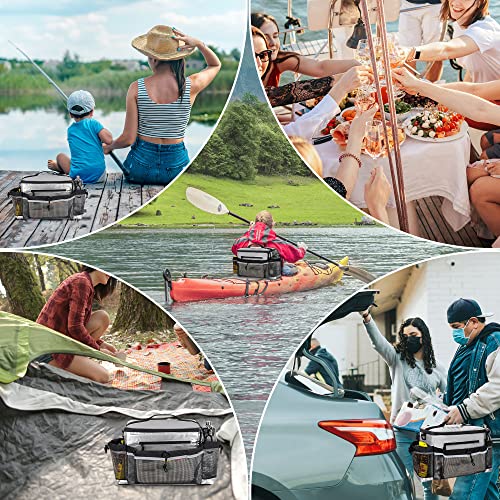 Hodrant Kayak Cooler, Waterproof Kayak Cooler Behind Seat, Kayak Chair Back Cooler Bag For Lawn-Chair Style Seat, Splash Seat Ice Chest Cooler For Kayaking, Fishing & Beaches, Silver, Bag Only #TOP6