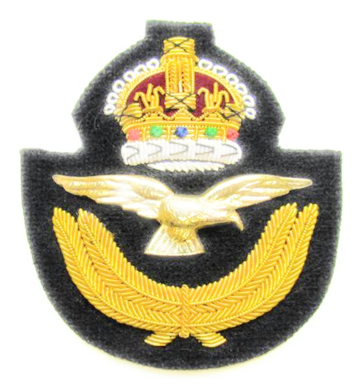 Uniform Store London Men's Gold Black Badge Raf Officer's Cap Badge With King's Crown R948