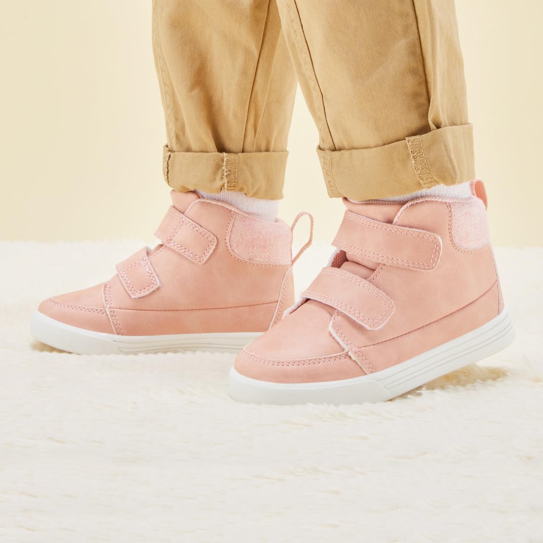 BMCiTYBM Baby High Top Shoes Toddler Snow Boots Boys Girls Winter Infant Walking Sneakers Anti-Slip Pink Size 7 Toddler