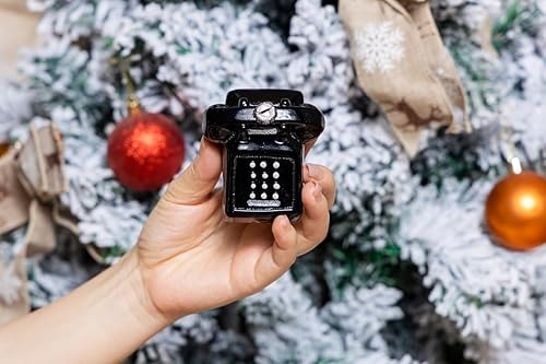 Miniatura 6 de Paquete de 2 adornos de teléfono retro de vidrio soplado a mano para árbol de Navidad, pintado a mano de vidrio fijo, escritorio, teléfono, ornamento