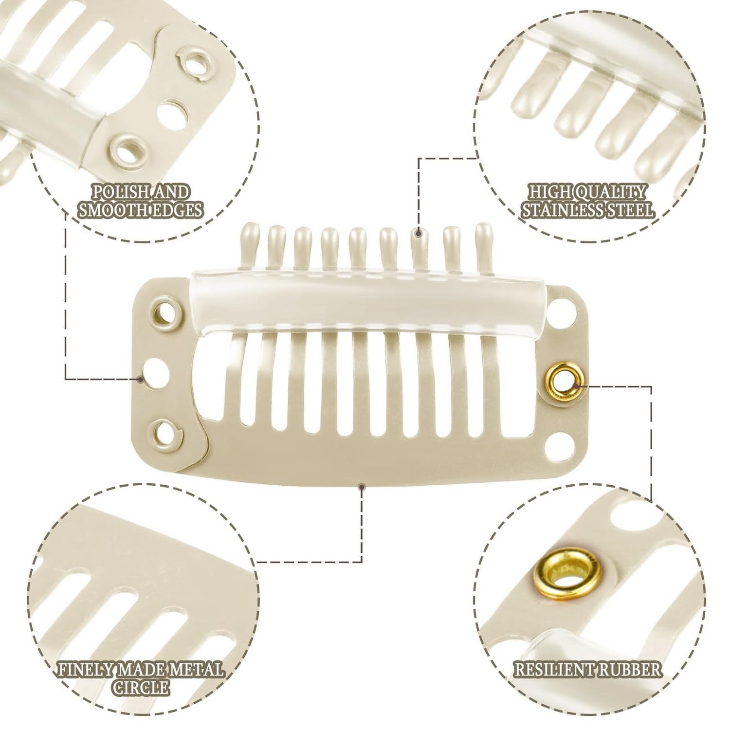 QZKJQDD 12 Pcs 10-Teeth Hair Extension Snap Clips for Secure Hair and Extensions Setting for Girls & Women Hair Headscarf Hijab & Tikka - Image 4